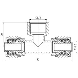 Трійник 16 * 1/2 внутрішня * 16 Forte Трійник 16 * 1/2 внутрішня * 16 Forte