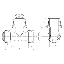 Трійник 16 * 1/2 зовнішня * 16 Forte Трійник 16 * 1/2 зовнішня * 16 Forte