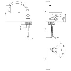 Змішувач (CRM) - 14 34 008F-3 для кухні на гайці (k35) Lidz