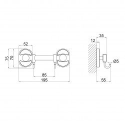 Lidz Тримач для рушника 2 гачки CGR114.08.02 Lidz Тримач для рушника 2 гачки CGR114.08.02