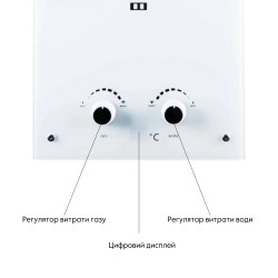 Колонка газова димохідна Thermo Alliance JSD20-10GE 10 л панель скляна White Колонка газова димохідна Thermo Alliance JSD20-10GE 10 л панель скляна White