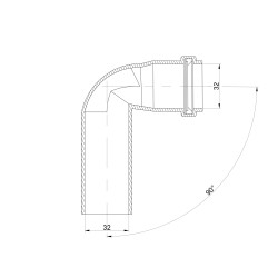 Коліно PPR каналізаційне TA Sewage 32, 90° Коліно PPR каналізаційне TA Sewage 32, 90°