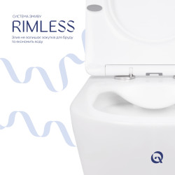 Унітаз підвісний Qtap Swan безобідковий з сідінням Soft-close QT16335178W