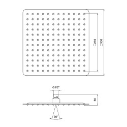 Лійка душ Lidz 51 10 104 30 Лійка до стелі квадратна 30см