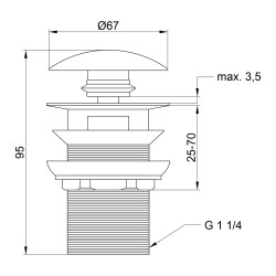 Донний клапан з переливом Lidz CRM47.00.002.00 Донний клапан з переливом Lidz CRM47.00.002.00