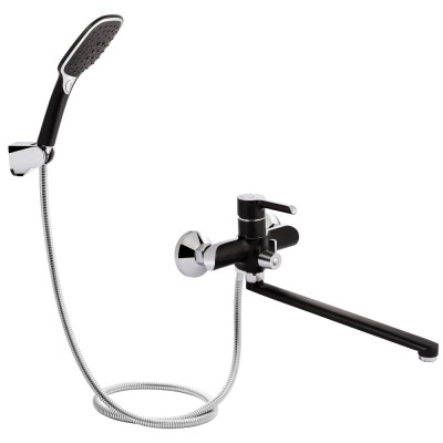 Змішувач для ванни Grand 005 довгий вилив Black (k35) Qtap