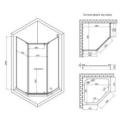 Душова кабіна Lidz Dozorca SC90x90.CRM.LOW.TR, скло прозоре 6 мм