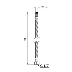 Шланг для води в нейлоновому оплетенні 60 см M10 Forte