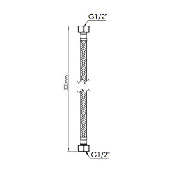 Шланг для води в нейлоновому оплетенні 30см 1/2 внутрішня - 1/2 внутрішня Forte