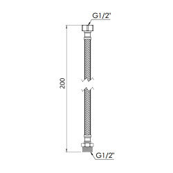 Шланг для води в нейлоновому оплетенні 20см 1/2 внутрішня - 1/2 зовнішня Forte Шланг для води в нейлоновому оплетенні 20см 1/2 внутрішня - 1/2 зовнішня Forte