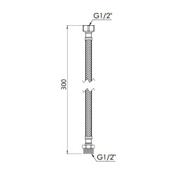 Шланг для води в нейлоновому оплетенні 30см 1/2 внутрішня - 1/2 зовнішня Forte Шланг для води в нейлоновому оплетенні 30см 1/2 внутрішня - 1/2 зовнішня Forte