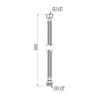 Шланг для води в нейлоновому оплетенні 50см 1/2 внутрішня - 1/2 зовнішня Forte Шланг для води в нейлоновому оплетенні 50см 1/2 внутрішня - 1/2 зовнішня Forte
