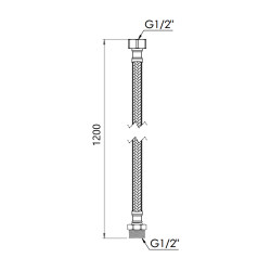 Шланг для води в нейлоновому оплетенні 120см 1/2 внутрішня - 1/2 зовнішня Forte Шланг для води в нейлоновому оплетенні 120см 1/2 внутрішня - 1/2 зовнішня Forte