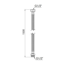 Шланг для води в нейлоновому оплетенні 150см 1/2 внутрішня - 1/2 зовнішня Forte Шланг для води в нейлоновому оплетенні 150см 1/2 внутрішня - 1/2 зовнішня Forte