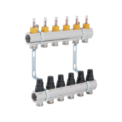 Колектор з витратомірами SD Forte 1" 6 виходів SF001W6 Колектор з витратомірами SD Forte 1" 6 виходів SF001W6