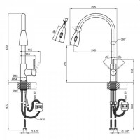 Змішувач для кухні Lidz (NKS) 12 32 015FL-8 з висувним виливом Змішувач для кухні Lidz (NKS) 12 32 015FL-8 з висувним виливом