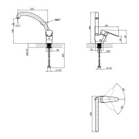 Змішувач (BLA)-14 43 008F-3 для кухні U на гайці (k35) Lidz