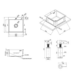 Набір 2 в 1 Lidz кухонна мийка H5050 3.0/1.0 мм Brush + дозатор для миючого засобу