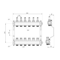 Колектор з витратомірами SD Plus 1" 6 виходів SD0046 Колектор з витратомірами SD Plus 1" 6 виходів SD0046