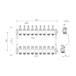 Колектор з витратомірами SD Plus 1" 9 виходів SD0049