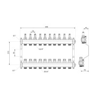 Колектор з витратомірами SD Plus 1" 10 виходів SD00410