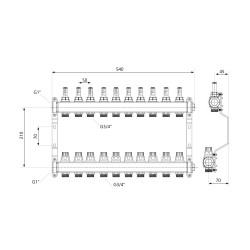 Колектор з витратомірами SD Plus 1" 10 виходів SD00410