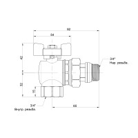 Кран кульовий Icma FAR. ROSSA 3\4" кутовий №362