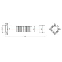 Гнучка труба Lidz (WHI) 60 01 G002 00 з накидною гайкою 1 1/2" довжина 600 мм