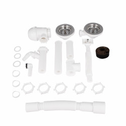 Сифон подвійний для кухонної мийки Lidz (WHI) 60 05 M003 00 з відводом для пральної машини (вихід 50 мм)