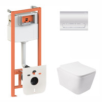 Набір Qtap інсталяція 3 в 1 Nest QT0133M425 з панеллю змиву лінійною QT0111M08381CRM + унітаз з сидінням Crow QT05335170W Набір Qtap інсталяція 3 в 1 Nest QT0133M425 з панеллю змиву лінійною QT0111M08381CRM + унітаз з сидінням Crow QT05335170W