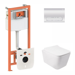 Набір Qtap інсталяція 3 в 1 Nest QT0133M425 з панеллю змиву лінійною QT0111M08381CRM + унітаз з сидінням Crow QT05335170W Набір Qtap інсталяція 3 в 1 Nest QT0133M425 з панеллю змиву лінійною QT0111M08381CRM + унітаз з сидінням Crow QT05335170W