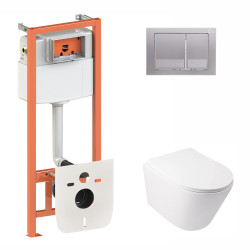 Набір Qtap інсталяція 3 в 1 Nest QT0133M425 з панеллю змиву квадратною QT0111M06029SAT + унітаз з сидінням Swan QT16335178W Набір Qtap інсталяція 3 в 1 Nest QT0133M425 з панеллю змиву квадратною QT0111M06029SAT + унітаз з сидінням Swan QT16335178W