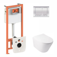 Набір Qtap інсталяція 3 в 1 Nest QT0133M425 з панеллю змиву квадратною QT0111M06028CRM + унітаз з сидінням Swan QT16335178W