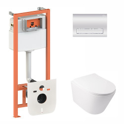 Набір Qtap інсталяція 3 в 1 Nest QT0133M425 з панеллю змиву лінійною QT0111M08381CRM + унітаз з сидінням Swan QT16335178W Набір Qtap інсталяція 3 в 1 Nest QT0133M425 з панеллю змиву лінійною QT0111M08381CRM + унітаз з сидінням Swan QT16335178W