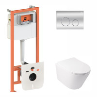 Набір Qtap інсталяція 3 в 1 Nest QT0133M425 з панеллю змиву круглою QT0111M11112CRM + унітаз з сидінням Swan QT16335178W Набір Qtap інсталяція 3 в 1 Nest QT0133M425 з панеллю змиву круглою QT0111M11112CRM + унітаз з сидінням Swan QT16335178W