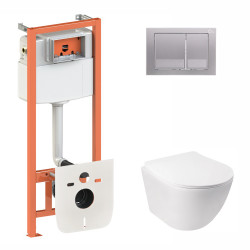 Набір Qtap інсталяція 3 в 1 Nest QT0133M425 з панеллю змиву квадратною QT0111M06029SAT + унітаз з сидінням Jay QT07335176W Набір Qtap інсталяція 3 в 1 Nest QT0133M425 з панеллю змиву квадратною QT0111M06029SAT + унітаз з сидінням Jay QT07335176W