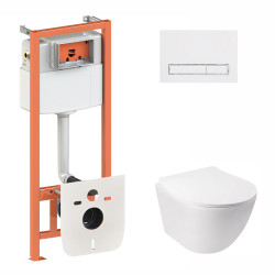 Набір Qtap інсталяція 3 в 1 Nest QT0133M425 з панеллю змиву лінійною QT0111M08V1384W + унітаз з сидінням Jay QT07335176W Набір Qtap інсталяція 3 в 1 Nest QT0133M425 з панеллю змиву лінійною QT0111M08V1384W + унітаз з сидінням Jay QT07335176W