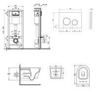 Набір Qtap інсталяція 3 в 1 Nest QT0133M425 з панеллю змиву круглою QT0111M11112CRM + унітаз з сидінням Jay QT07335176W