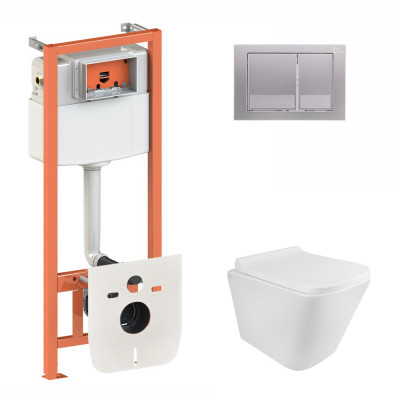 Набір Qtap інсталяція 3 в 1 Nest QT0133M425 з панеллю змиву квадратною QT0111M06029SAT + унітаз з сидінням Tern QT1733052ERW Набір Qtap інсталяція 3 в 1 Nest QT0133M425 з панеллю змиву квадратною QT0111M06029SAT + унітаз з сидінням Tern QT1733052ERW