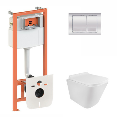 Набір Qtap інсталяція 3 в 1 Nest QT0133M425 з панеллю змиву квадратною QT0111M06028CRM + унітаз з сидінням Tern QT1733052ERW Набір Qtap інсталяція 3 в 1 Nest QT0133M425 з панеллю змиву квадратною QT0111M06028CRM + унітаз з сидінням Tern QT1733052ERW