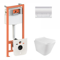 Набір Qtap інсталяція 3 в 1 Nest QT0133M425 з панеллю змиву лінійною QT0111M08381CRM + унітаз з сидінням Tern QT1733052ERW Набір Qtap інсталяція 3 в 1 Nest QT0133M425 з панеллю змиву лінійною QT0111M08381CRM + унітаз з сидінням Tern QT1733052ERW