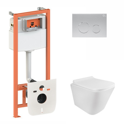 Набір Qtap інсталяція 3 в 1 Nest QT0133M425 з панеллю змиву круглою QT0111M11111SAT + унітаз з сидінням Tern QT1733052ERW Набір Qtap інсталяція 3 в 1 Nest QT0133M425 з панеллю змиву круглою QT0111M11111SAT + унітаз з сидінням Tern QT1733052ERW