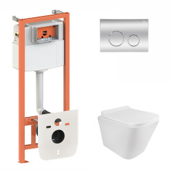 Набір Qtap інсталяція 3 в 1 Nest QT0133M425 з панеллю змиву круглою QT0111M11112CRM + унітаз з сидінням Tern QT1733052ERW Набір Qtap інсталяція 3 в 1 Nest QT0133M425 з панеллю змиву круглою QT0111M11112CRM + унітаз з сидінням Tern QT1733052ERW