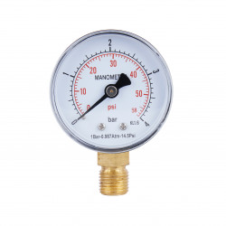 Манометр Standart d50 мм, 1/4"З із нижнім підключенням (латун.) 0-4 бар SD1704B Thermo Alliance Манометр Standart d50 мм, 1/4"З із нижнім підключенням (латун.) 0-4 бар SD1704B Thermo Alliance