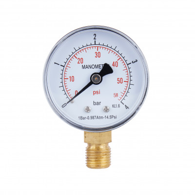 Манометр Standart d50 мм, 1/4"З із нижнім підключенням (латун.) 0-4 бар SD1704B Thermo Alliance