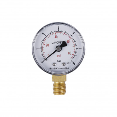 Манометр Standart d50 мм, 1/4"З із нижнім підключенням (латун.) 0-6 бар SD1706B Thermo Alliance
