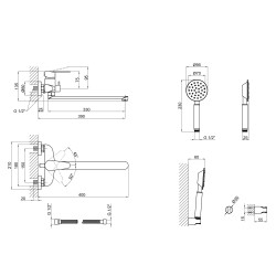 Змішувач для ванни Vida 005-1 довгий вилив Nickel (k35) Lidz