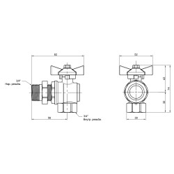 Кран кульовий "Американка" SD Plus кутовий 3\4" ВЗ SD222W20