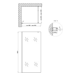Душова перегородка Qtap Walk-In Standard CRM209.C8 90х200 см, скло Clear 8 мм, покриття CalcLess
