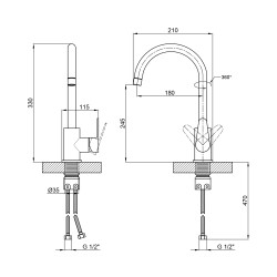 Змішувач для кухні Lidz Vida 04U-SFS